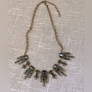 Goldtone & Crystal Art Deco Statement Bib Necklace